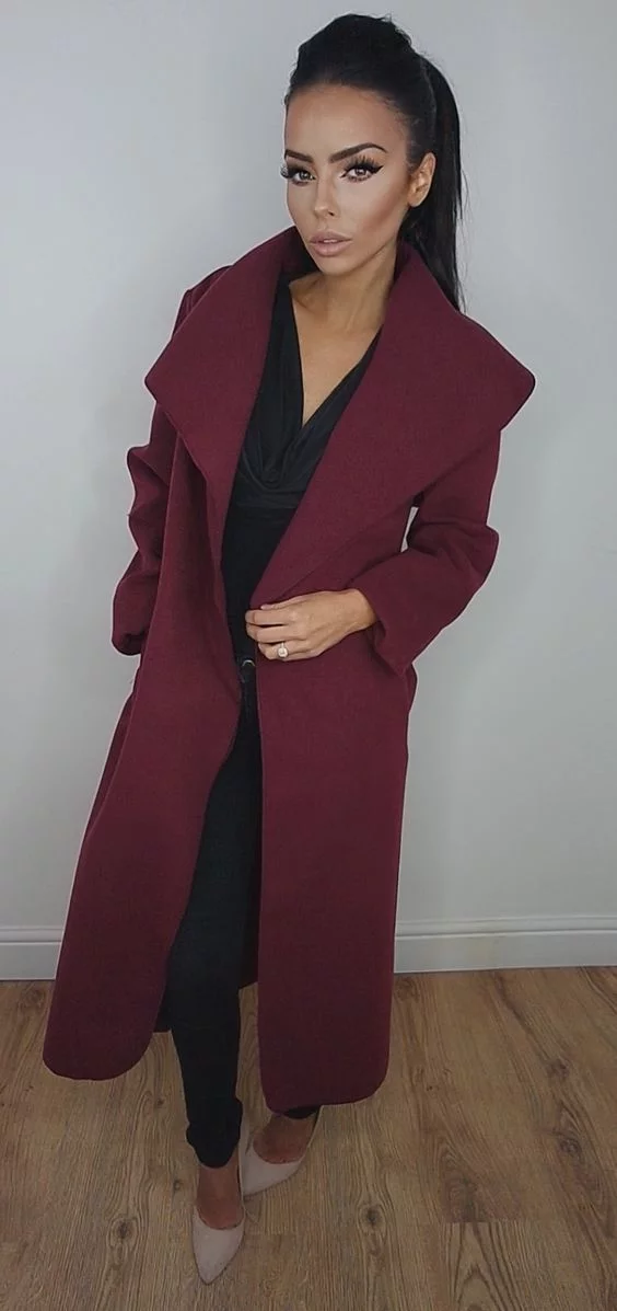 outfit with wine fabolous trench