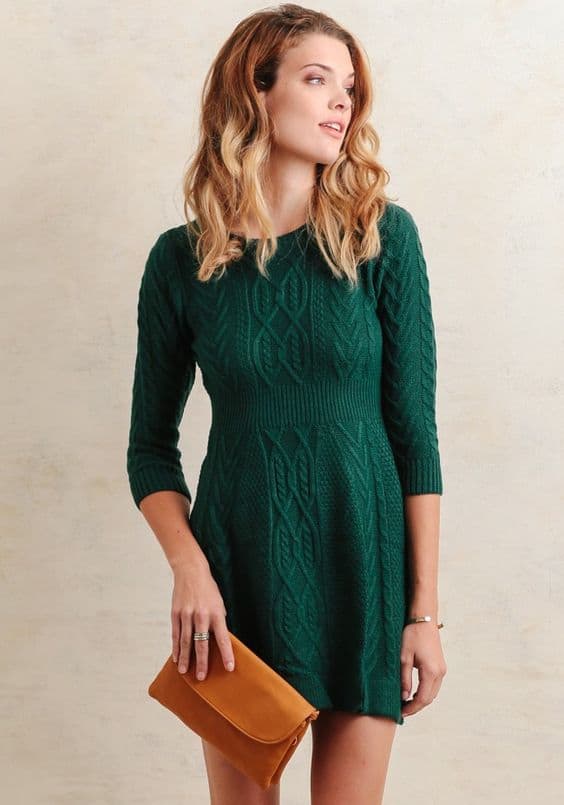 outfit with dark teal tunic-dress