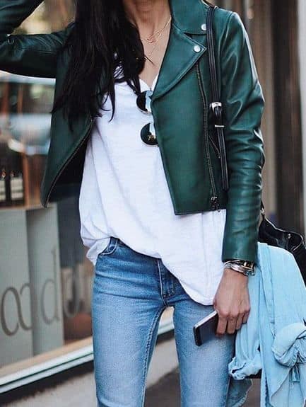 colors that go with hunter green leather jacket