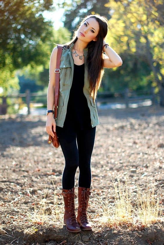 outfit with brown combat boots