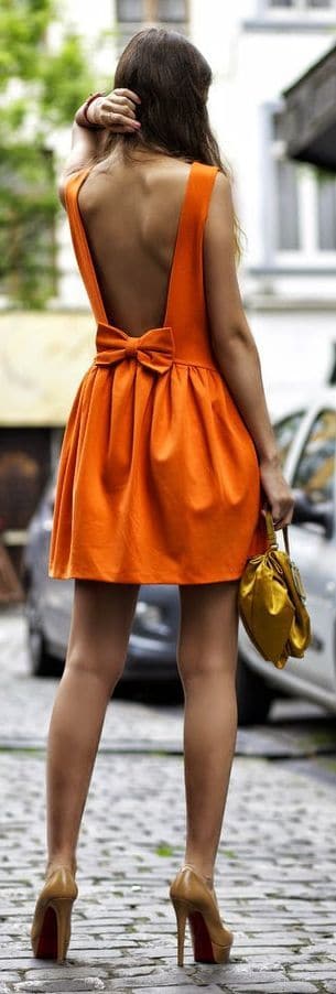 outfit with burnt orange backless dress