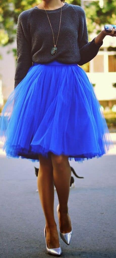outfit with electric blue fabolous midi skirt