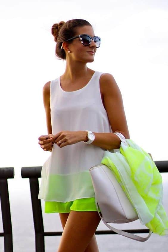 outfit with neon green shorts