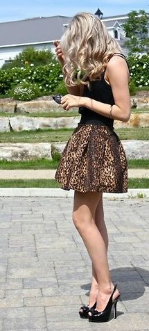 what to wear with cheetah printed circle skirt