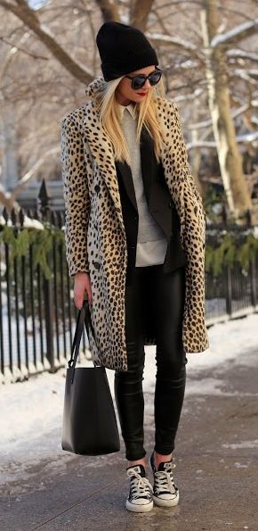 how to wear cheetah printed coat