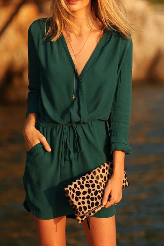 outfit with hunter green mini dress