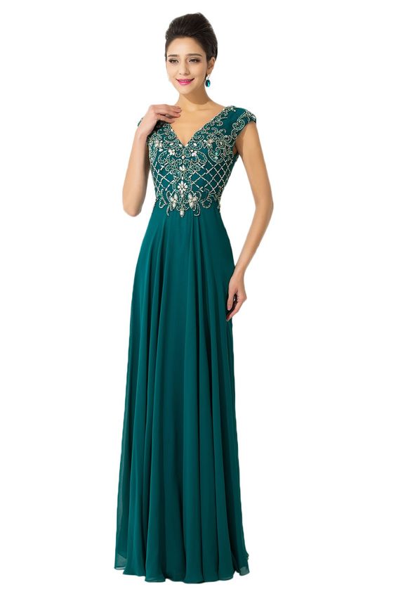 outfit with dark teal evening maxi dress
