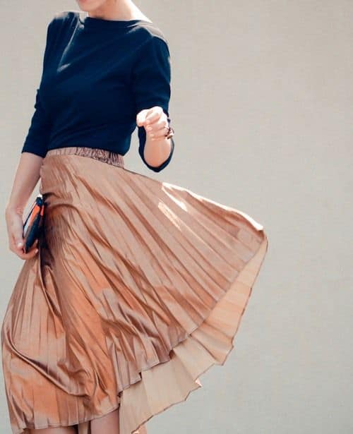 outfit with copper fabolous midi skirt