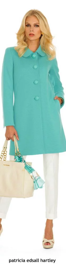 outfit with turquoise coat