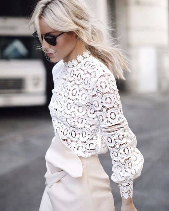outfit with ivory lace blouse