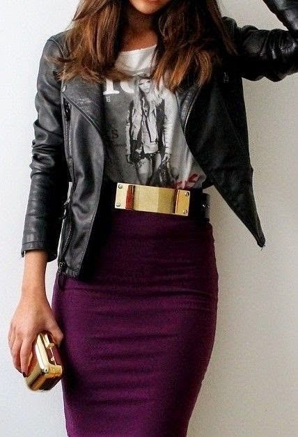 outfit with plum pencil skirt