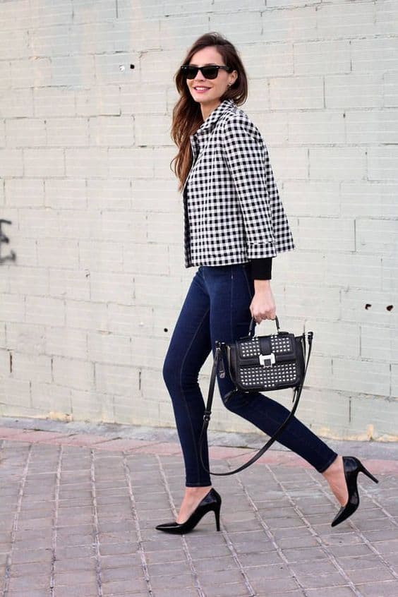 outfit with gingham jacket
