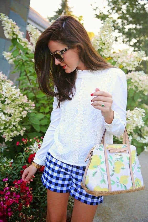 what to wear with gingham shorts