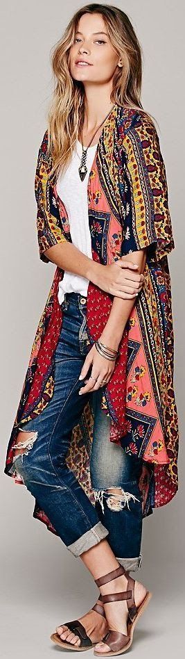 what to wear with Indian printed duster coat