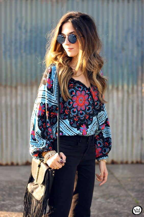 what to wear with Indian printed flowy shirt