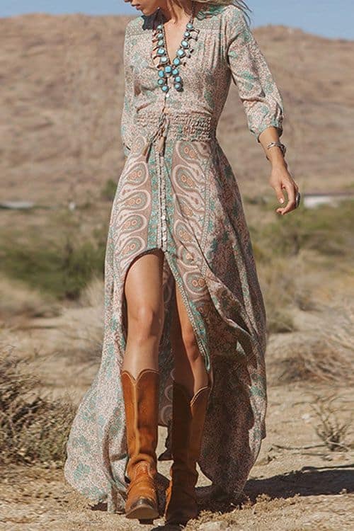 how to wear Indian printed maxi dress