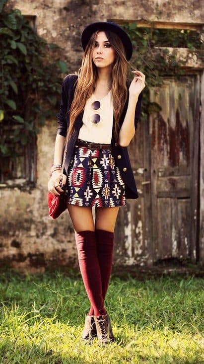 how to wear Indian printed mini skirt