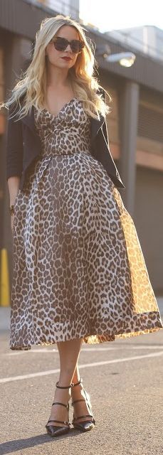 what to wear with leopard printed midi dress