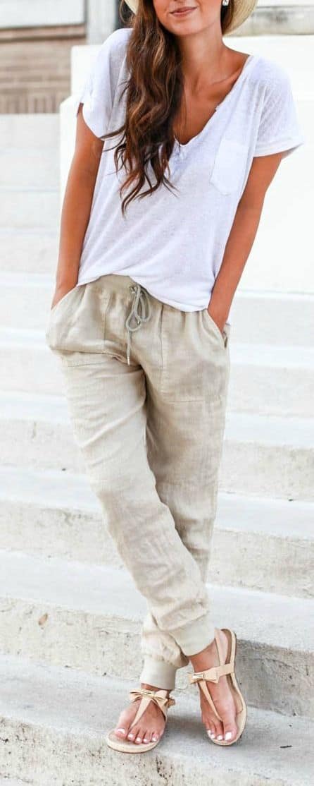 what to wear with linen joggers