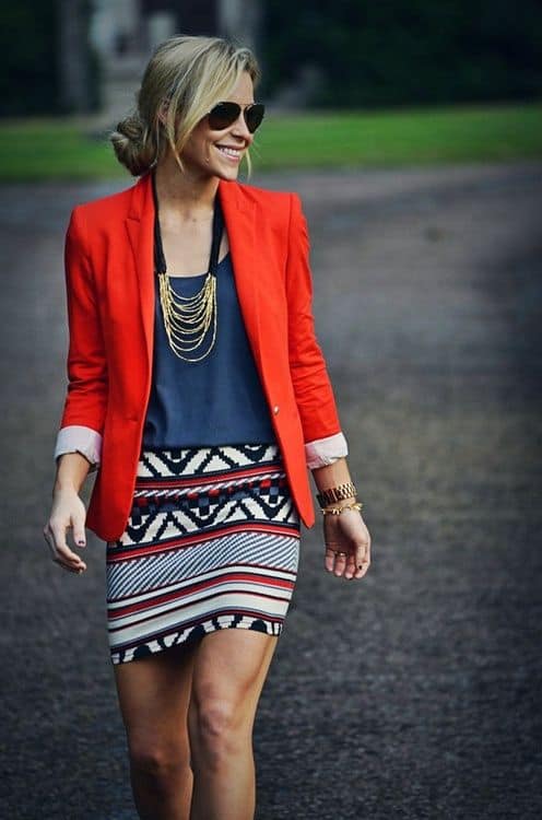 outfit with tribal printed mini skirt