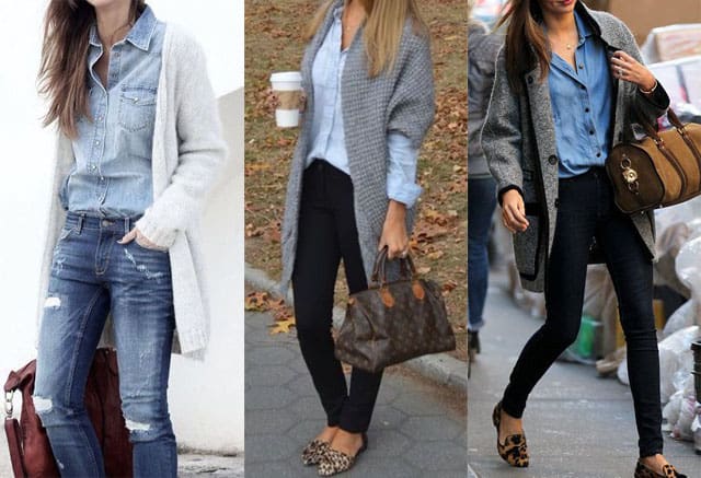 cute outfits with denim shirt