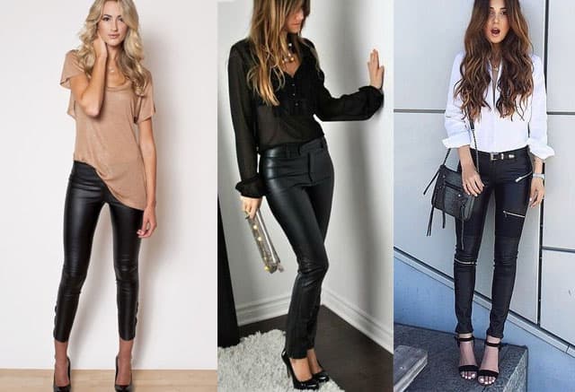 cute outfits with leather pants