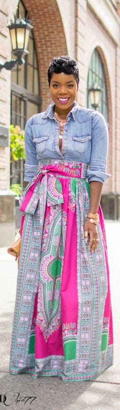 outfit with tribal print long skirt