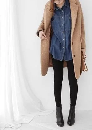 outfit with denim shirt and camel fabulous trench
