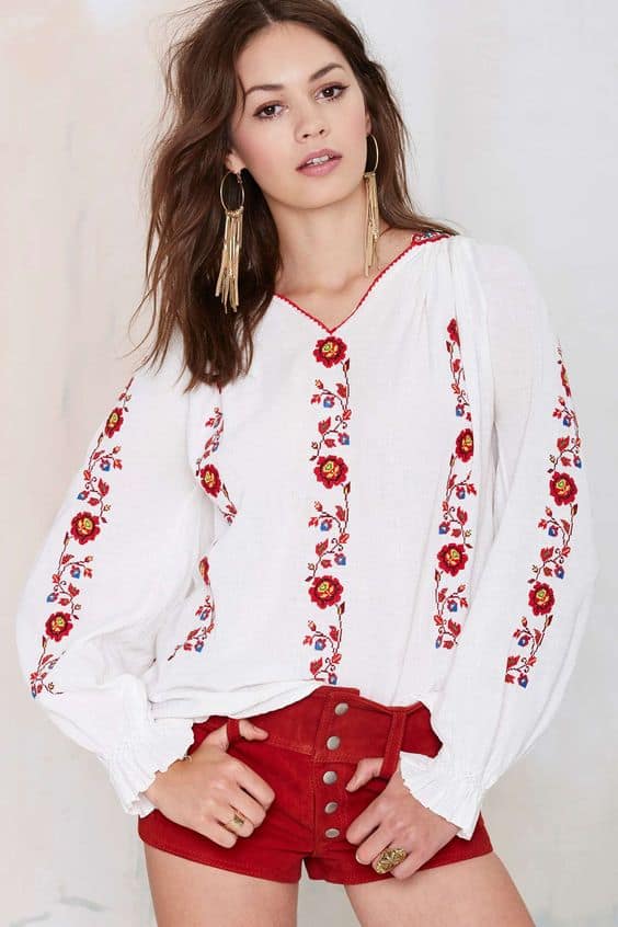 Outfits with white ukrainian embroidered shirt for women