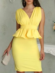 woman in short yellow dress